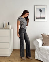 T-Shirt mit Raffung gestreift Strick Navy