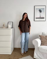 Cropped Viskosebluse Braun