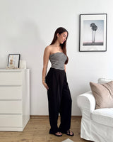 Bandeau Top gestreift Strick Schwarz