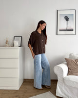 Cropped Viskosebluse Braun
