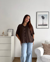 Cropped Viskosebluse Braun
