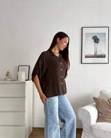 Cropped Viskosebluse Braun