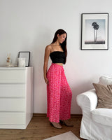 Plissee Hose mit Leomuster Pink