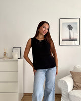Strickshirt Ärmellos Schwarz