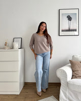 Weicher Strickpullover Taupe
