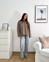 Longsleeve mit Streifen Braun/Creme