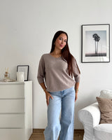 Weicher Strickpullover Taupe
