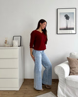Weicher Strickpullover Weinrot