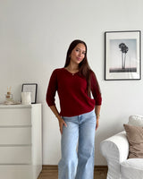 Weicher Strickpullover Weinrot