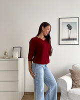 Weicher Strickpullover Weinrot