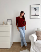 Weicher Strickpullover Weinrot