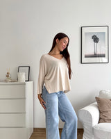 Dünner Strickpullover Beige