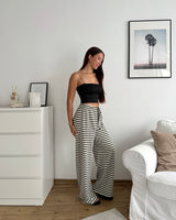 Stoffhose gestreift Olive