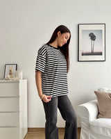 T-Shirt mit Streifen Schwarz/weiß