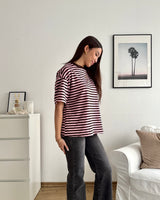 T-Shirt mit Streifen Braun/Rosa