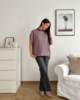 T-Shirt mit Streifen Braun/Rosa