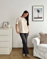 T-Shirt mit Streifen Beige/Weiß
