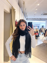 Schal mit Fransen Schwarz