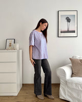 T-Shirt mit Streifen Blau/Rosa