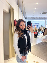 Schal mit Fransen Schwarz