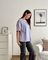 T-Shirt mit Streifen Blau/Rosa