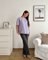T-Shirt mit Streifen Blau/Rosa