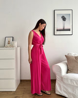 Plissee Jumpsuit Pink