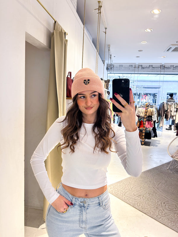 Beanie mit Herz Rosa