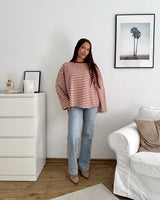 Longsleeve mit Streifen Rost/Weiß