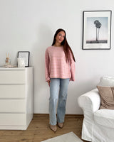 Longsleeve mit Streifen Camel/Rosa