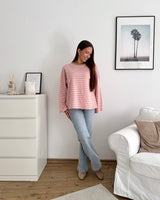 Longsleeve mit Streifen Camel/Rosa