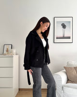 Kurzer Trenchcoat Schwarz