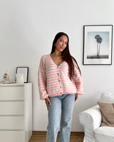 Strickjacke gestreift Rosa