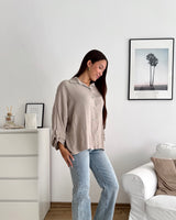 Viskosebluse Langarm Taupe