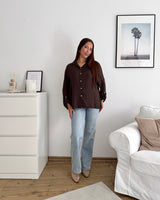 Viskosebluse Langarm Braun