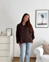 Viskosebluse Langarm Braun