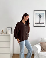 Viskosebluse Langarm Braun