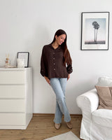 Viskosebluse Langarm Braun