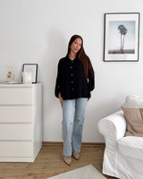 Viskosebluse Langarm Schwarz