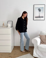 Viskosebluse Langarm Schwarz