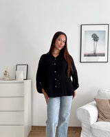 Viskosebluse Langarm Schwarz