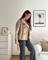 Kurzer Dünner Trenchcoat Beige