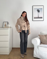 Kurzer Dünner Trenchcoat Beige