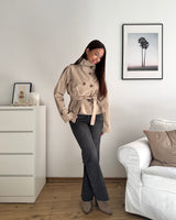 Kurzer Dünner Trenchcoat Beige