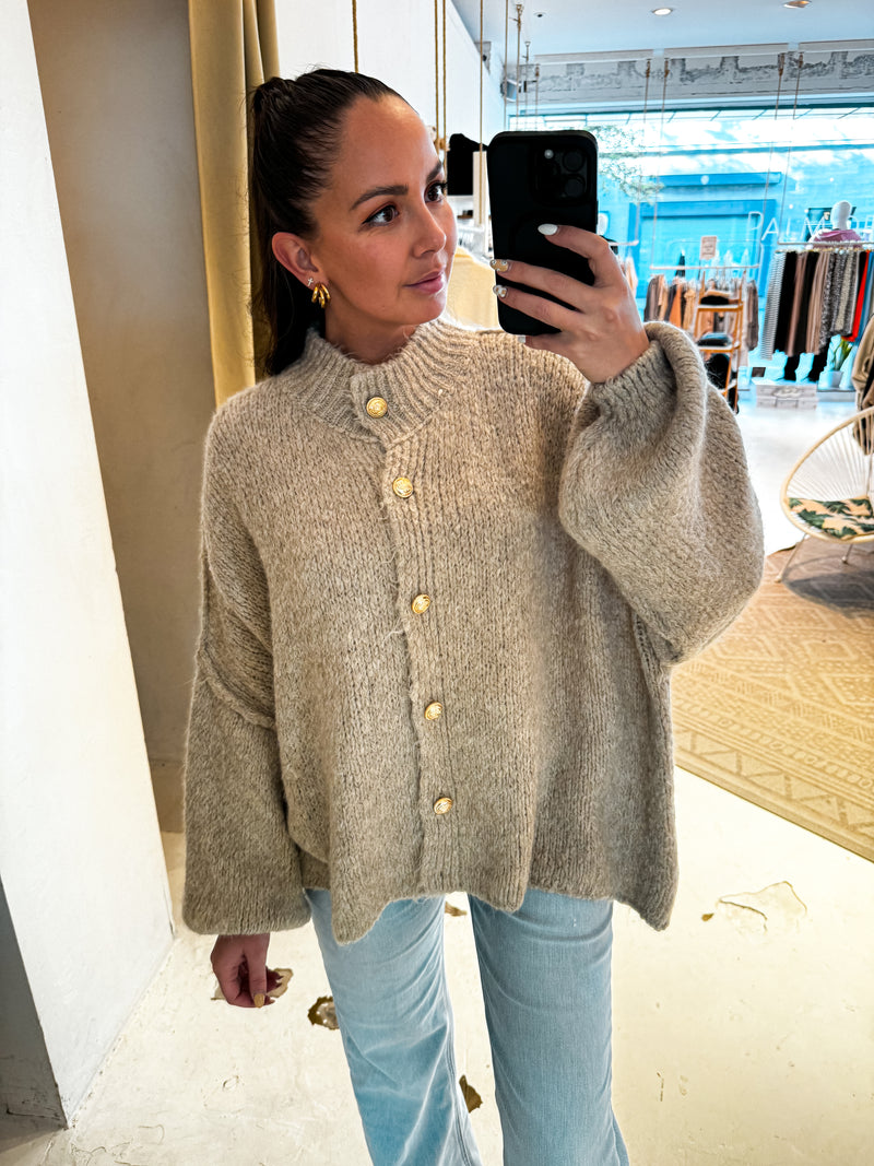 Oversized Strickjacke Taupe