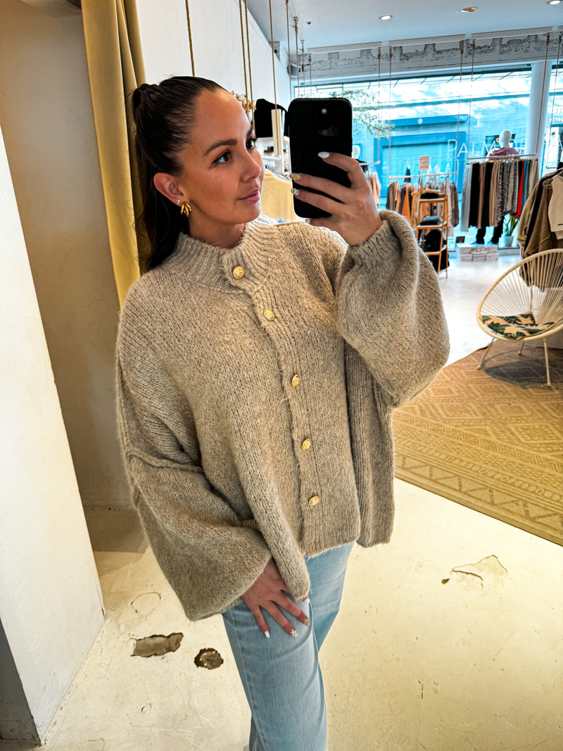 Oversized Strickjacke Taupe