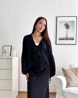 Bluse mit Rüschen Schwarz