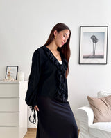 Bluse mit Rüschen Schwarz
