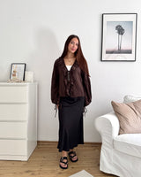 Bluse mit Rüschen Braun