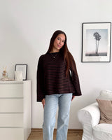 Longsleeve mit Streifen Schwarz/Braun